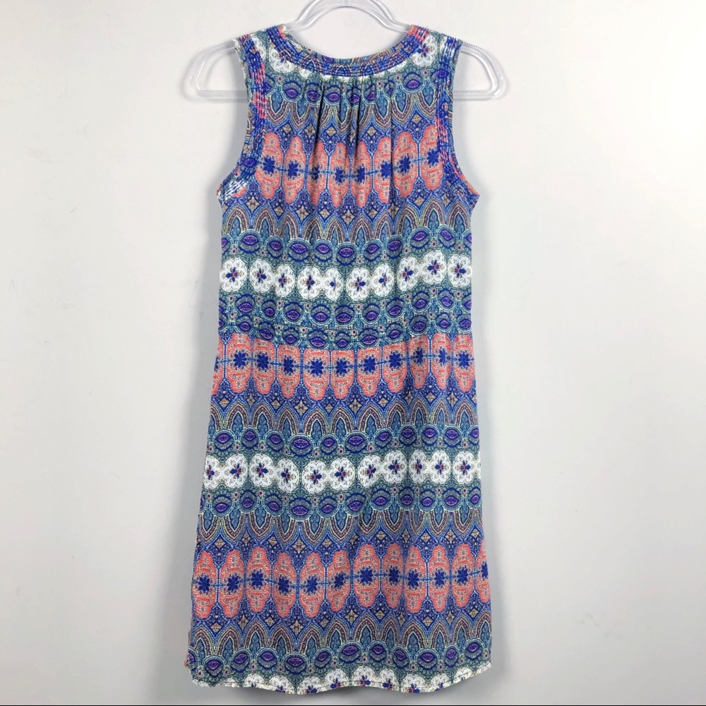 Lucky Brand Blue Geometric Print Sleeveless Dress